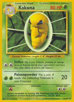 Pokemon Base Set Uncommon Kakuna #33 [Heavily Played]