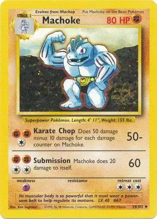 Pokemon Base Set Uncommon Machoke #34 [Moderately Played]