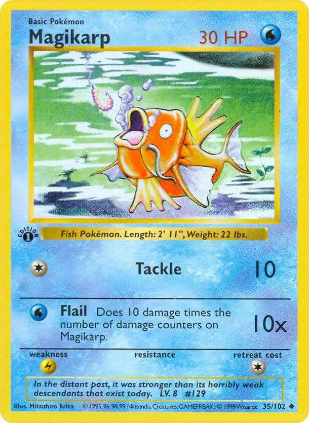 Pokemon Base Set Uncommon Magikarp #35 [Shadowless] [Lightly Played]