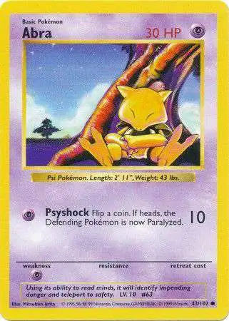 Pokemon Base Set Common Abra #43 [Shadowless]