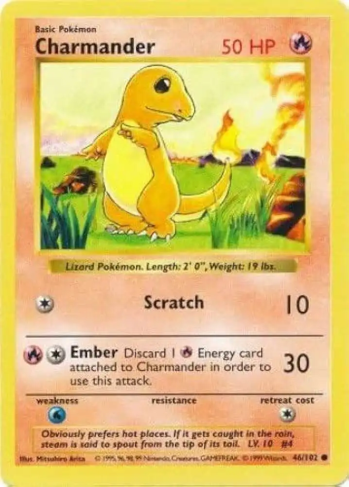Pokemon Base Set Common Charmander #46 [Shadowless]