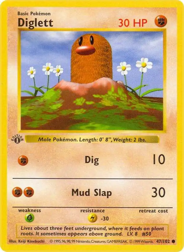 Pokemon Base Set Common Diglett #47 [1st Edition]