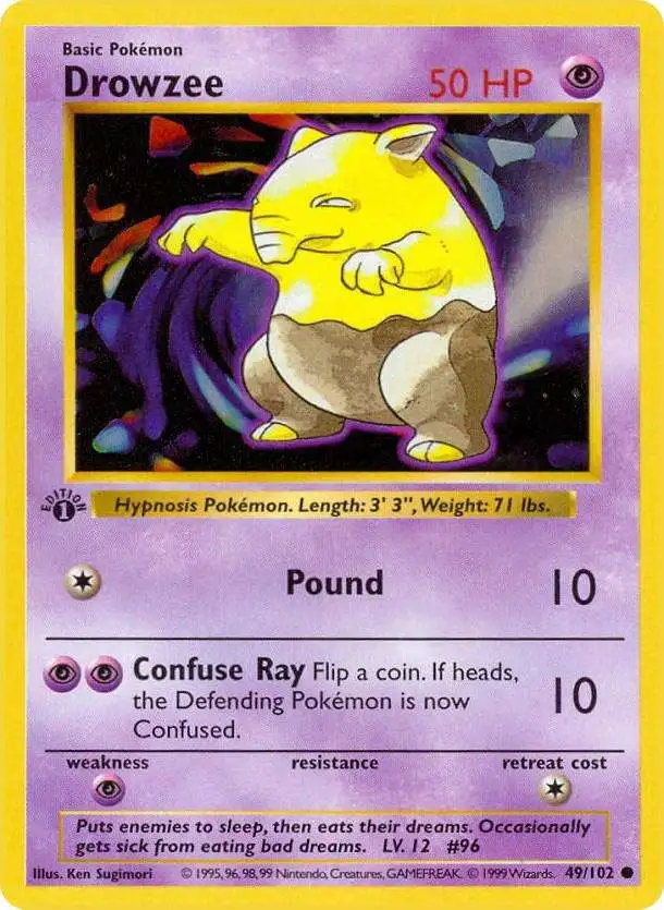 Pokemon Base Set Common Drowzee #49 [1st Edition]