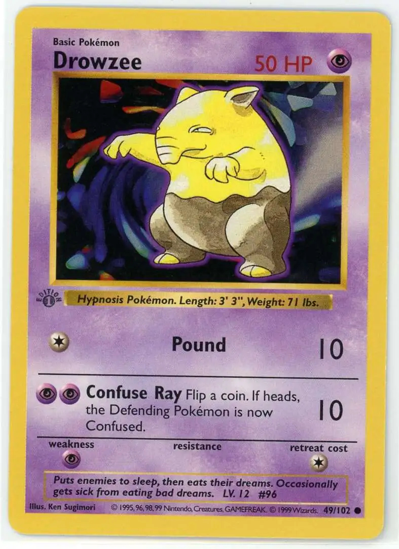 Pokemon Base Set Common Drowzee #49 [1st Edition, Grey Stamp]