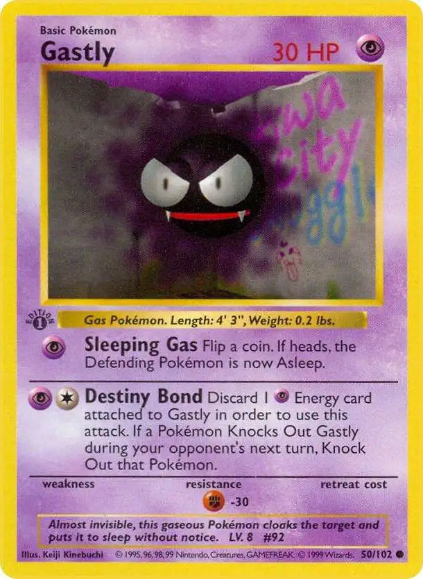 Pokemon Base Set Common Gastly #50 [1st Edition]