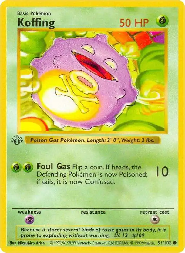 Pokemon Base Set Common Koffing #51 [1st Edition]
