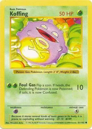Pokemon Base Set Common Koffing #51 [Shadowless] [Lightly Played]