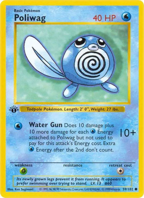 Pokemon Base Set Common Poliwag #59 [1st Edition]