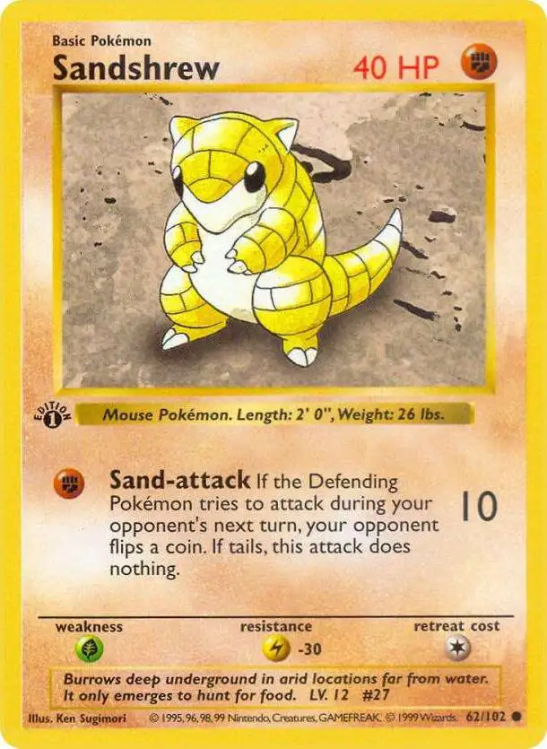 Pokemon Base Set Common Sandshrew #62 [1st Edition]