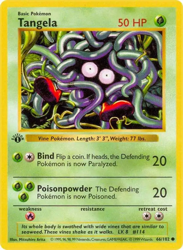 Pokemon Base Set Common Tangela #66 [1st Edition]
