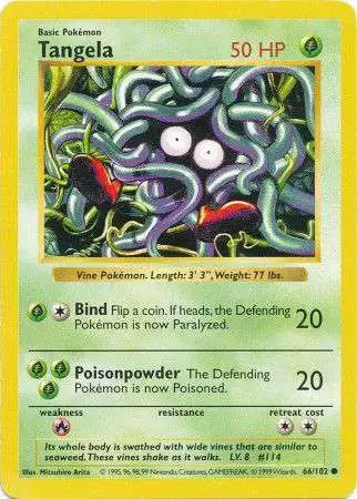 Pokemon Base Set Common Tangela #66 [Shadowless, Lightly Played] [Lightly Played]