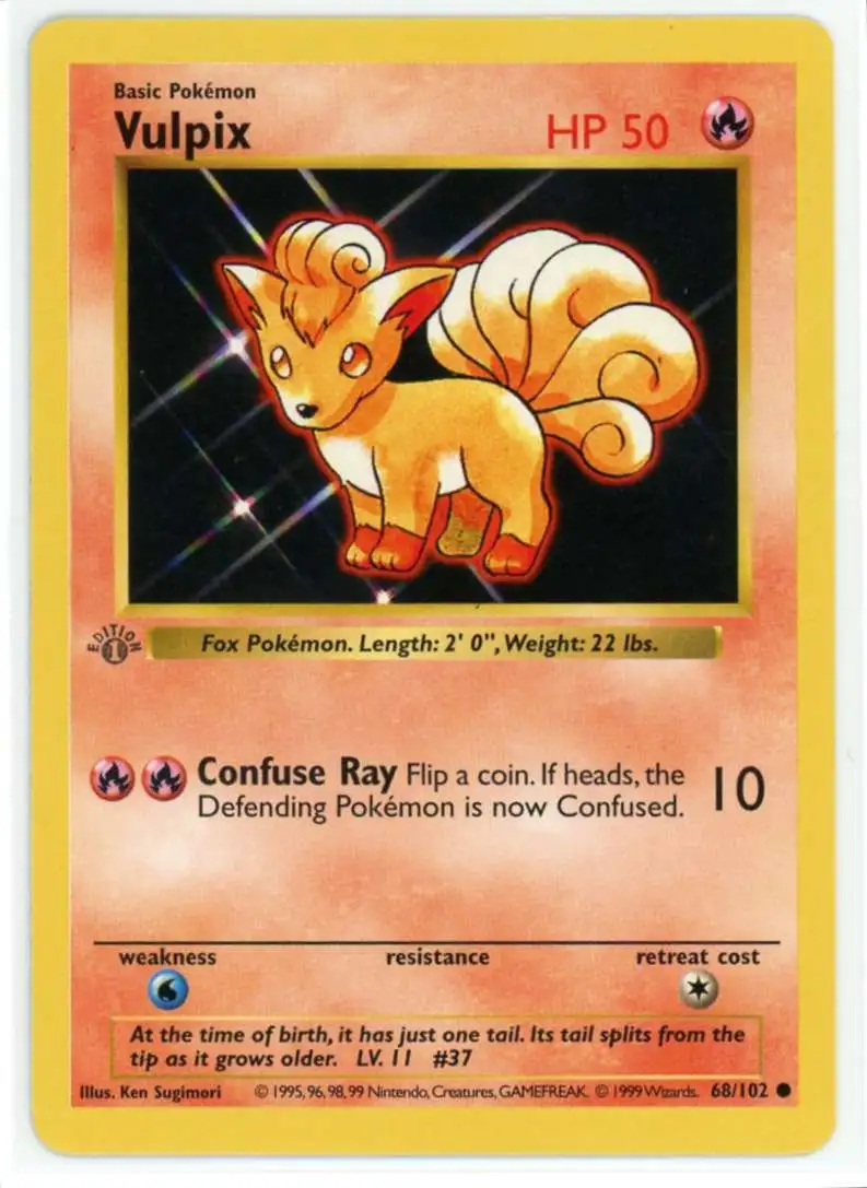 Pokemon Base Set Common Vulpix #68 [1st Edition, Grey Stamp]
