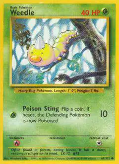 Pokemon Base Set Common Weedle #69 [Heavily Played]
