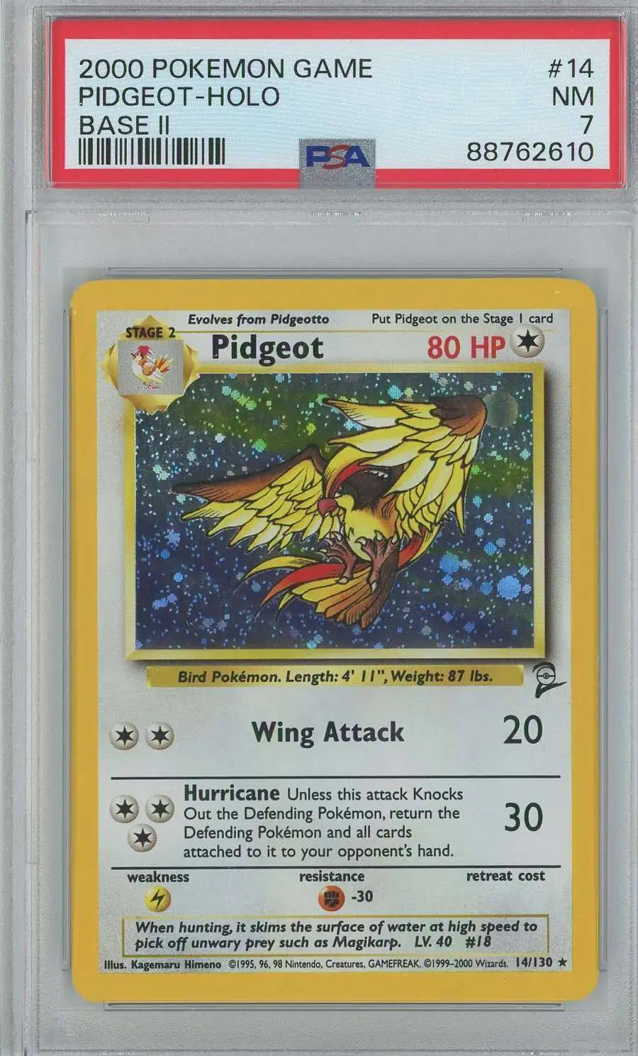 Pokemon Trading Card Game Base Set 2 Promo Pidgeot #14 [Holo] [PSA 7]