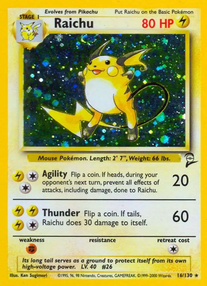 Pokemon Trading Card Game Base Set 2 Holo Rare Raichu #16 [Lightly Played]