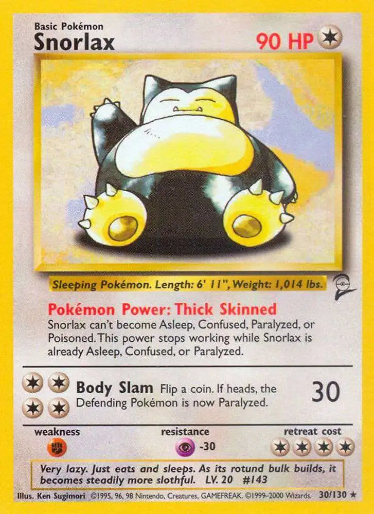 bulk base set pokemon cards Pokemon Trading Card Game Base Set 2 Single Card Rare Snorlax 30