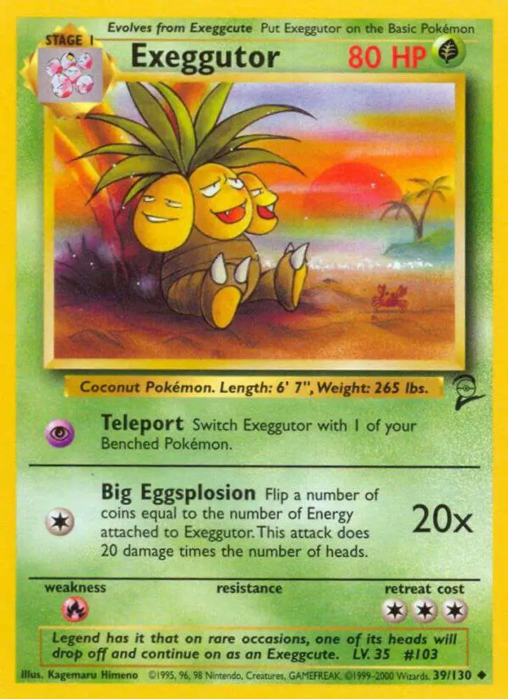 Pokemon Trading Card Game Base Set 2 Uncommon Exeggutor #39