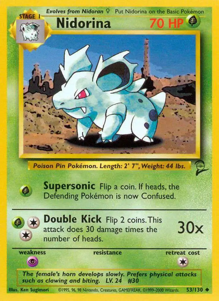 Pokemon Trading Card Game Base Set 2 Uncommon Nidorina #53