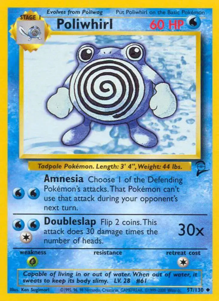 Pokemon Trading Card Game Base Set 2 Uncommon Poliwhirl #57