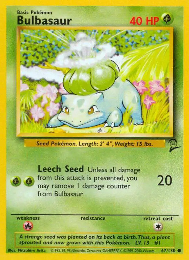 Pokemon Trading Card Game Base Set 2 Common Bulbasaur #67