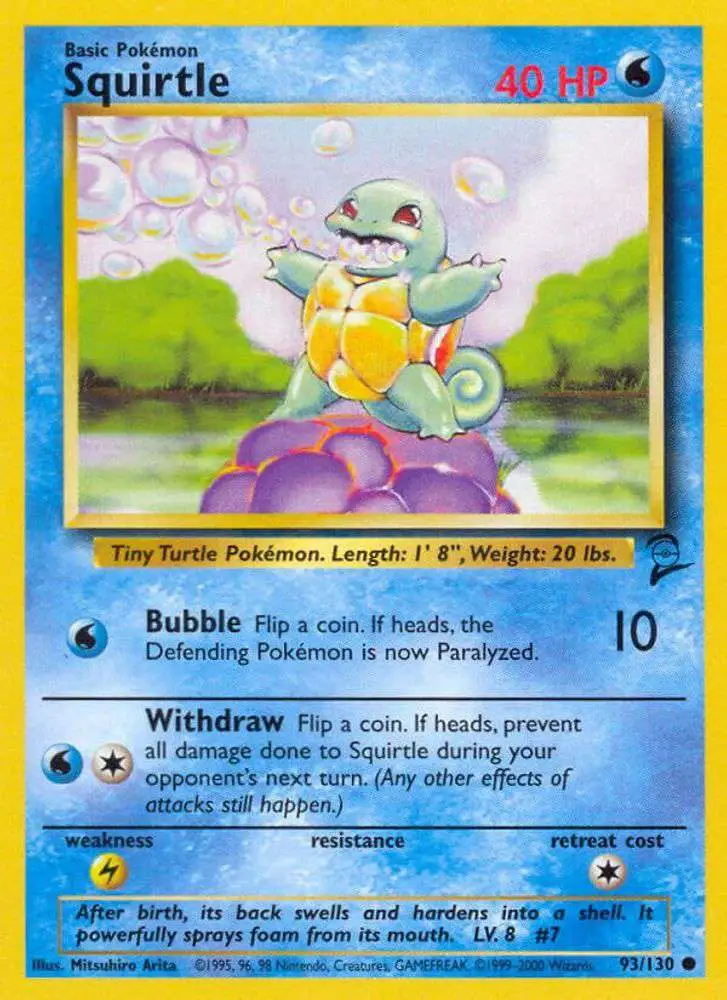 Pokemon Trading Card Game Base Set 2 Common Squirtle #93