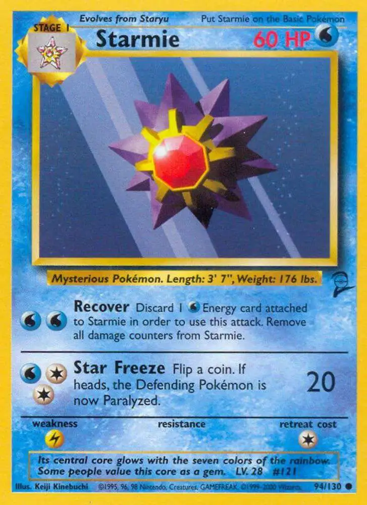 Pokemon Trading Card Game Base Set 2 Single Card Common Starmie 94 - ToyWiz Pokemon Trading Card Game Base Set 2 Single Card Common Starmie 94 - ToyWiz