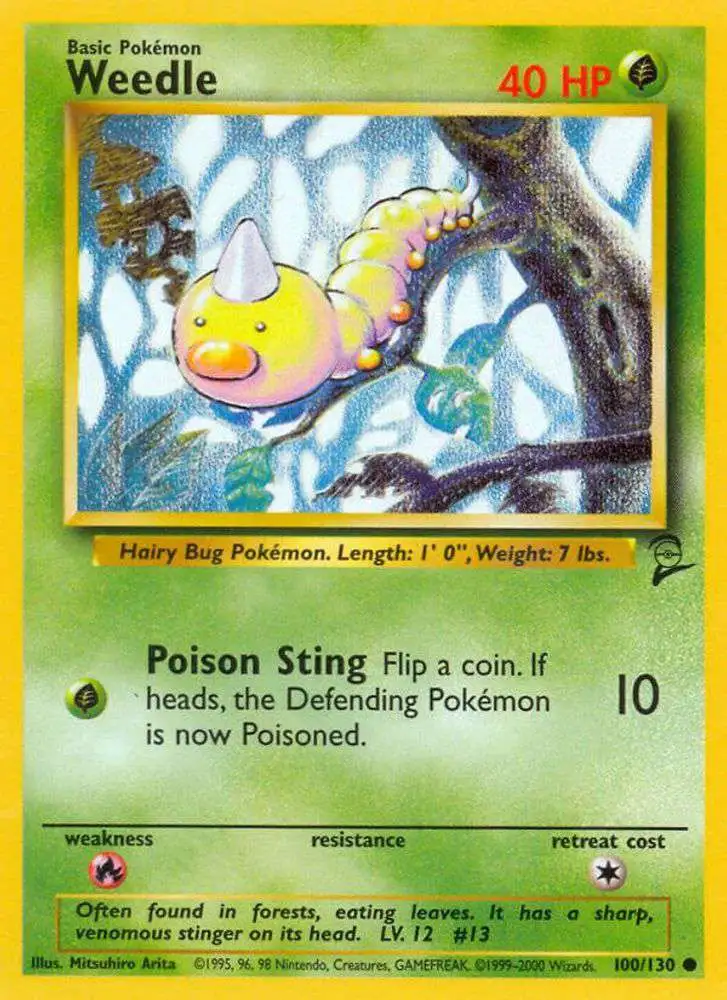 Pokemon Trading Card Game Base Set 2 Common Weedle #100