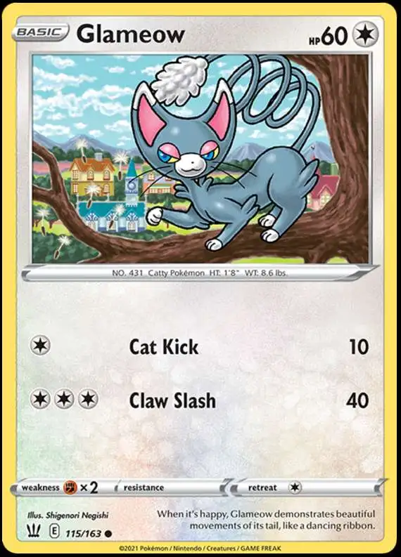 Pokemon Trading Card Game Sword & Shield Battle Styles Common Glameow #115