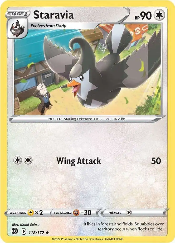 Pokemon Trading Card Game Sword Shield Brilliant Stars Single Card Uncommon  Staravia 118 - ToyWiz