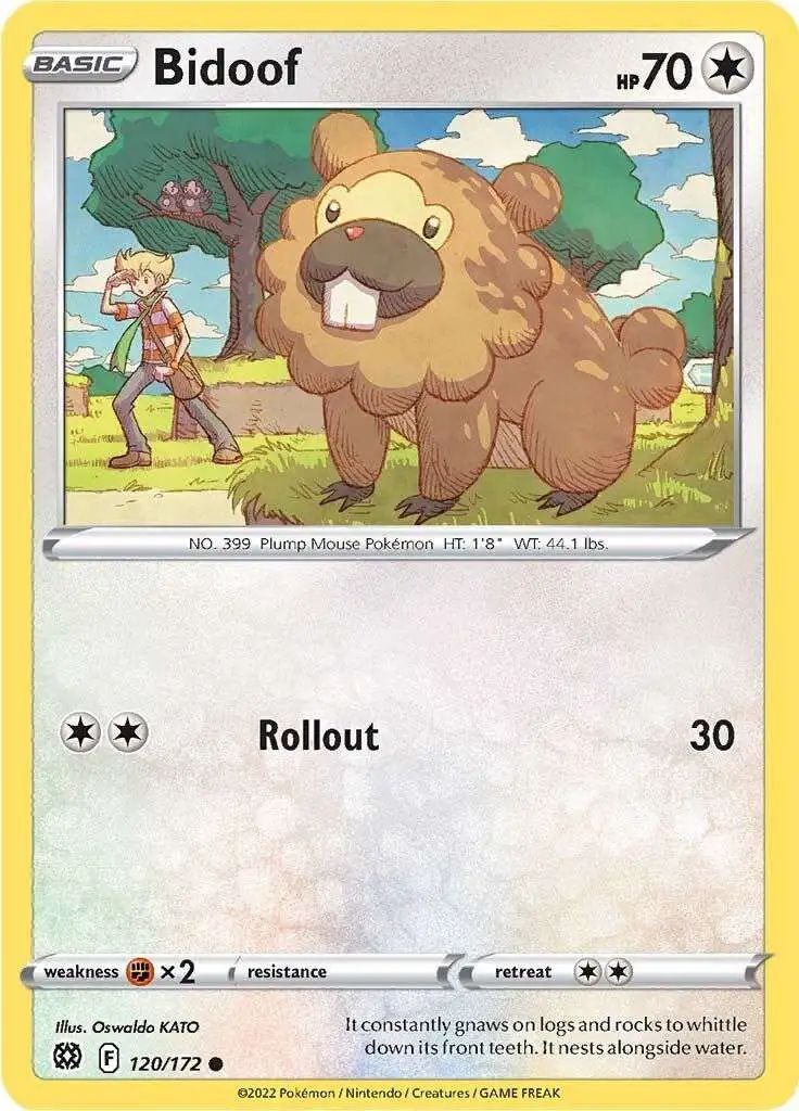 Pokemon Trading Card Game Sword & Shield Brilliant Stars Common Bidoof #120