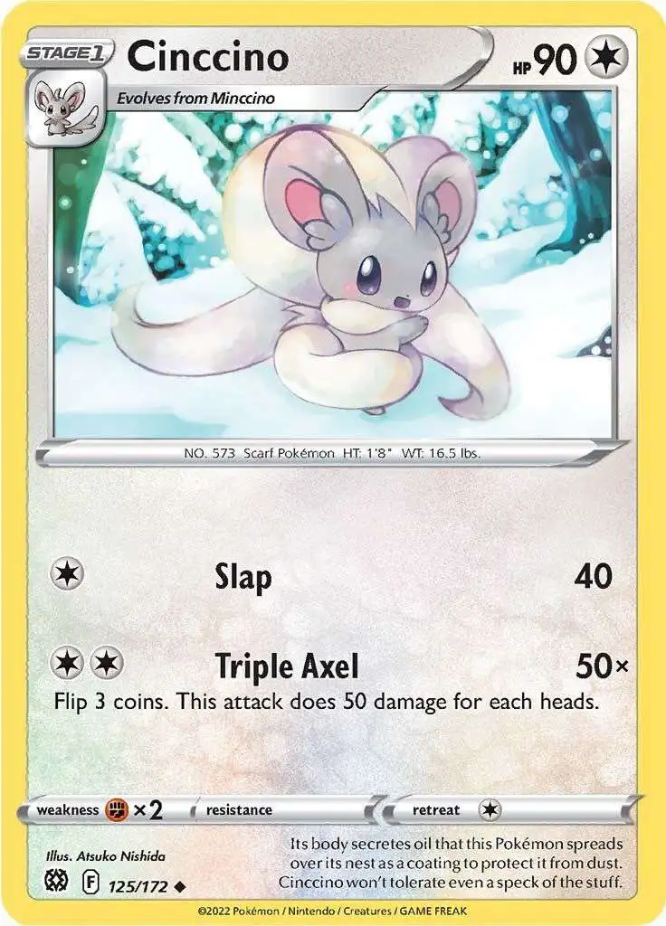 Pokemon Trading Card Game Sword & Shield Brilliant Stars Uncommon Cinccino #125