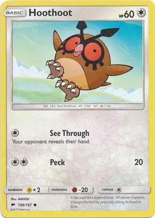 Pokemon Trading Card Game Sun & Moon Burning Shadows Common Hoothoot #106