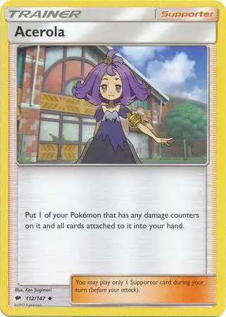 Pokemon Trading Card Game Sun & Moon Burning Shadows Uncommon Acerola #112