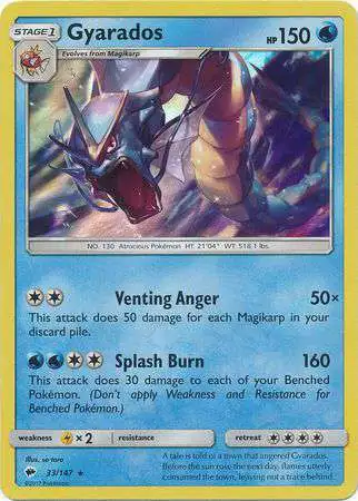 Pokemon Trading Card Game Sun & Moon Burning Shadows Rare Holo Gyarados #33