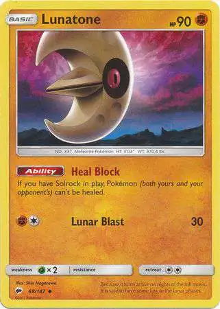 Pokemon Trading Card Game Sun & Moon Burning Shadows Uncommon Lunatone #68