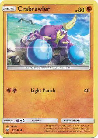 Pokemon Trading Card Game Sun & Moon Burning Shadows Common Crabrawler #73
