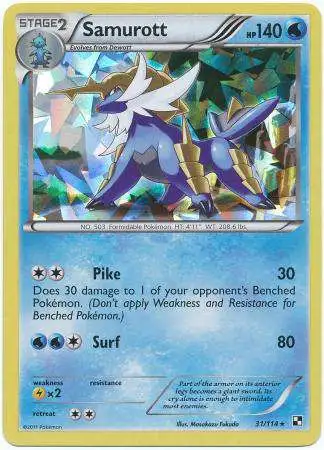Pokemon Black & White Base Set Holo Rare Samurott #31