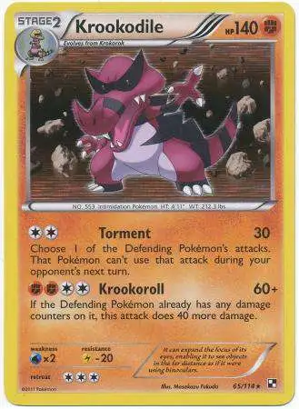Pokemon Black & White Base Set Holo Rare Krookodile #65