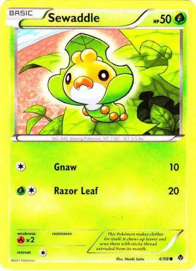Pokemon Trading Card Game Black & White Emerging Powers Common Sewaddle #4