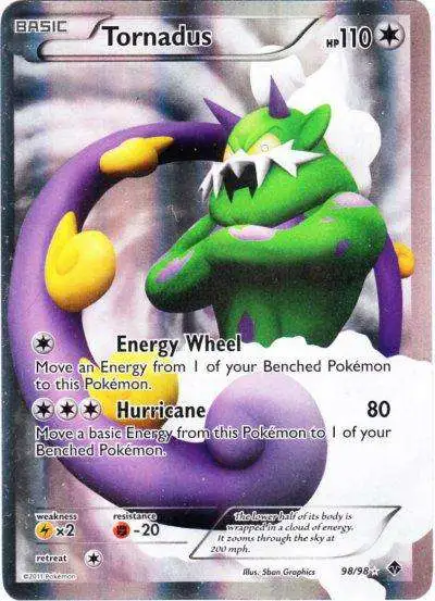 Pokemon Trading Card Game Black & White Emerging Powers Ultra Rare Tornadus #98 [Damaged]