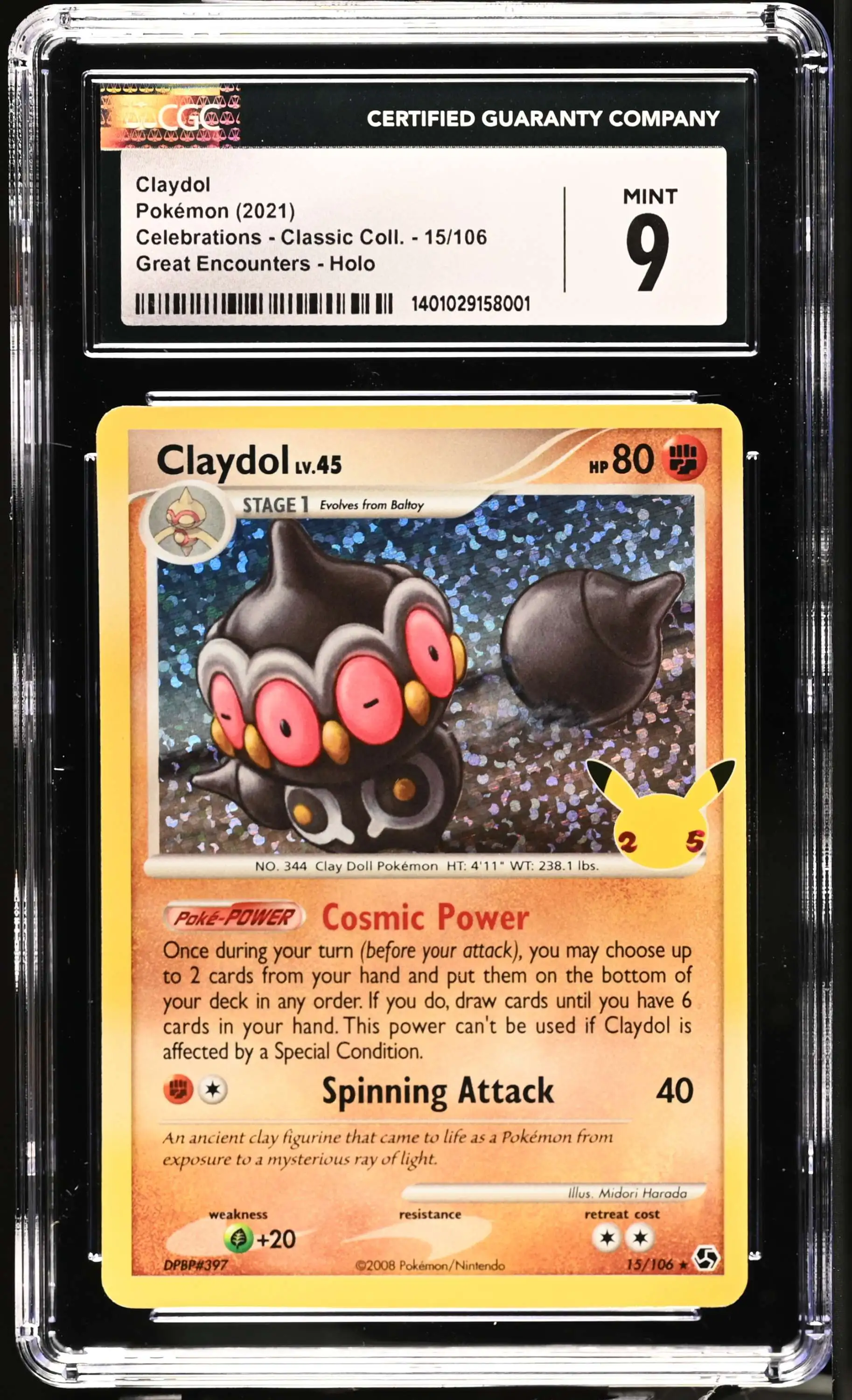 Pokemon Celebrations Classic Collection Claydol #15 [CGC 9.0]