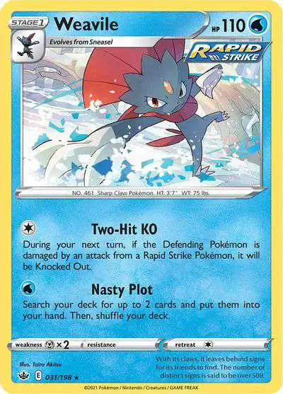 Pokemon Trading Card Game Sword & Shield Chilling Reign Rare Holo Weavile #31