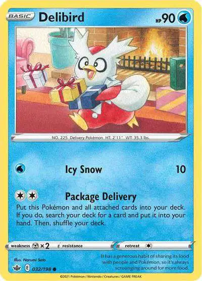 Pokemon Trading Card Game Sword & Shield Chilling Reign Common Delibird #32
