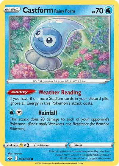 Pokemon Trading Card Game Sword & Shield Chilling Reign Common Castform Rainy Form #33
