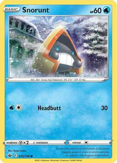 Pokemon Trading Card Game Sword & Shield Chilling Reign Common Snorunt #35