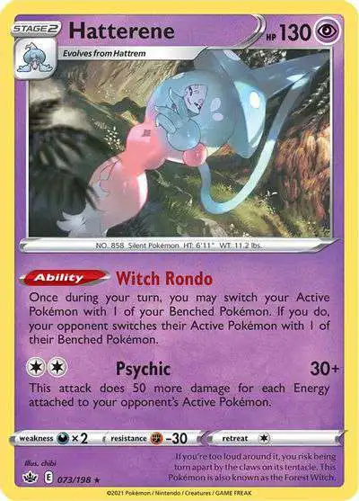 Pokemon Trading Card Game Sword & Shield Chilling Reign Rare Holo Hatterene #73