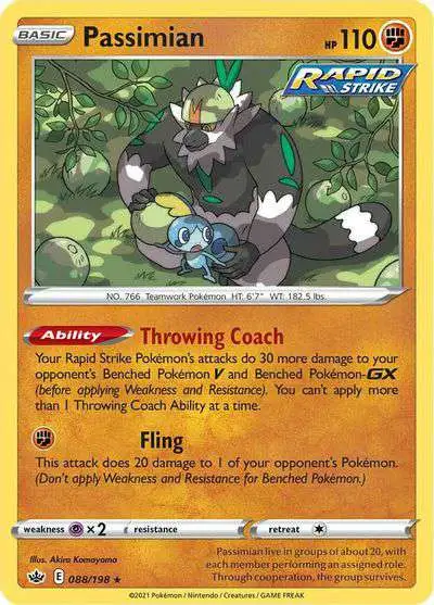 Pokemon Trading Card Game Sword & Shield Chilling Reign Rare Passimian #88