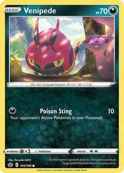 Pokemon Trading Card Game Sword & Shield Chilling Reign Common Venipede #105