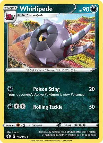 Pokemon Trading Card Game Sword & Shield Chilling Reign Uncommon Whirlipede #106