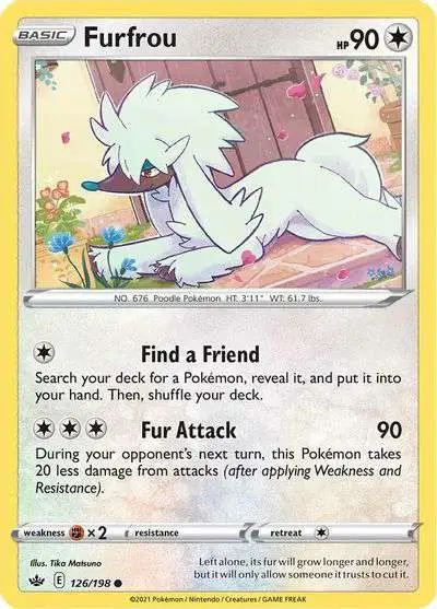 Pokemon Trading Card Game Sword & Shield Chilling Reign Common Furfrou #126